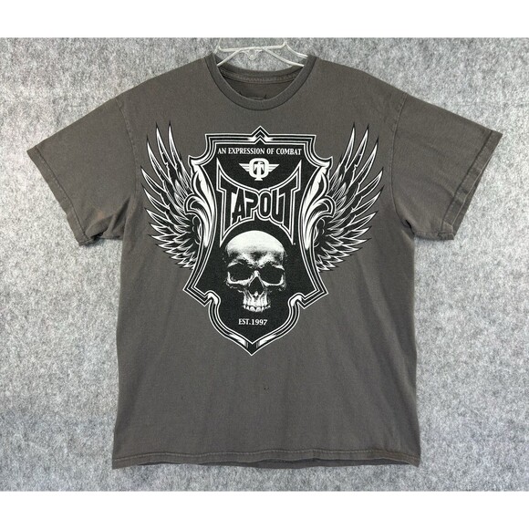 Tapout Shirt Men's Large Gray Skull Graphic MMA Fighting - Picture 1 of 11
